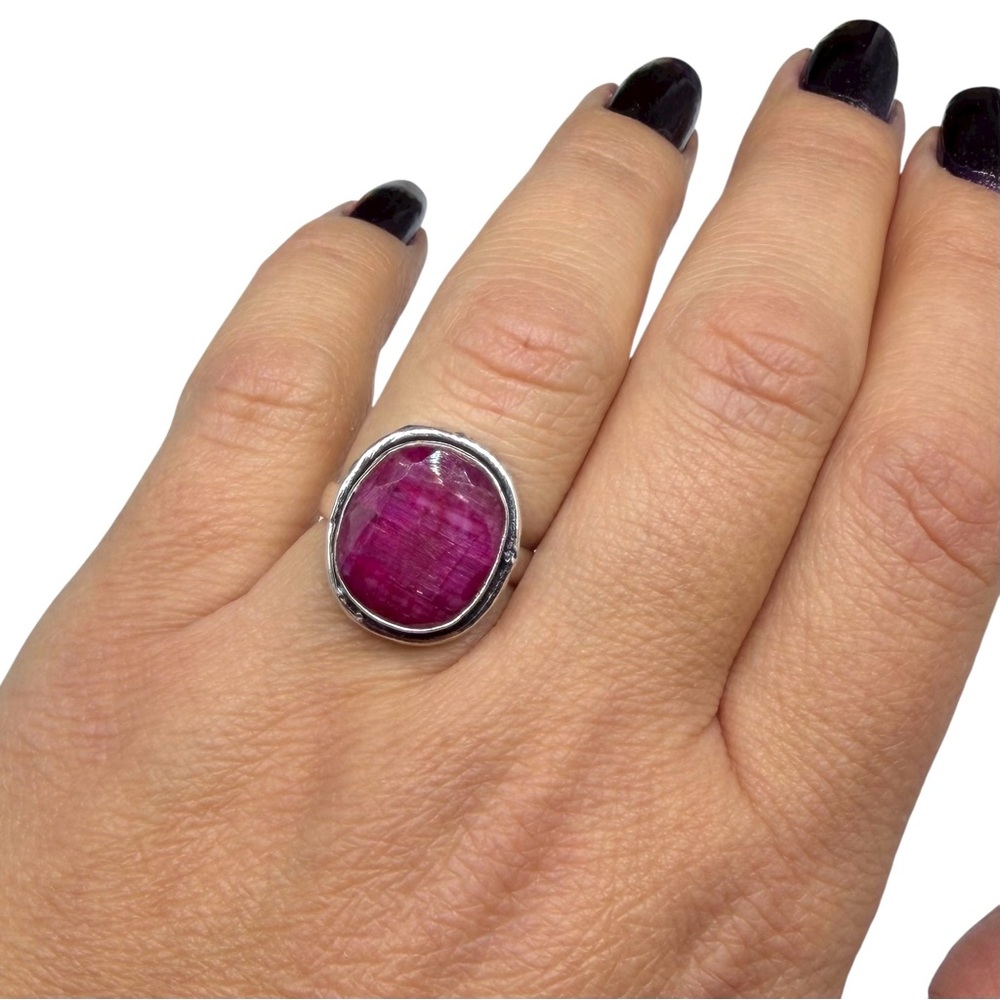 Ruby Ring 925 Sterling Silver Overlay Size 6 - image 3